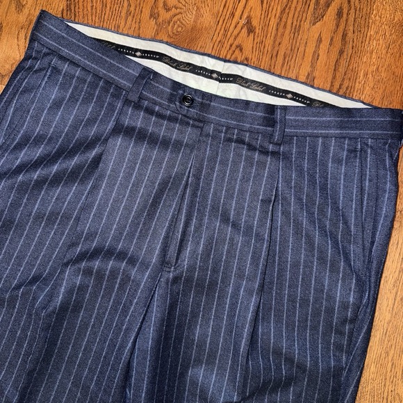 Joseph Abboud Black Label Vitale Wool Double Breasted Suit Men's 46 Blue Striped - Picture 12 of 16